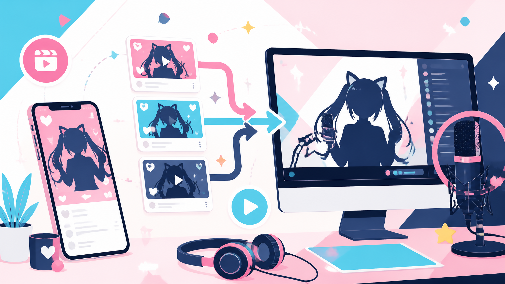 VTuberのショート動画から本配信へつなげる方法｜見て終わりにしない導線作り のアイキャッチ画像