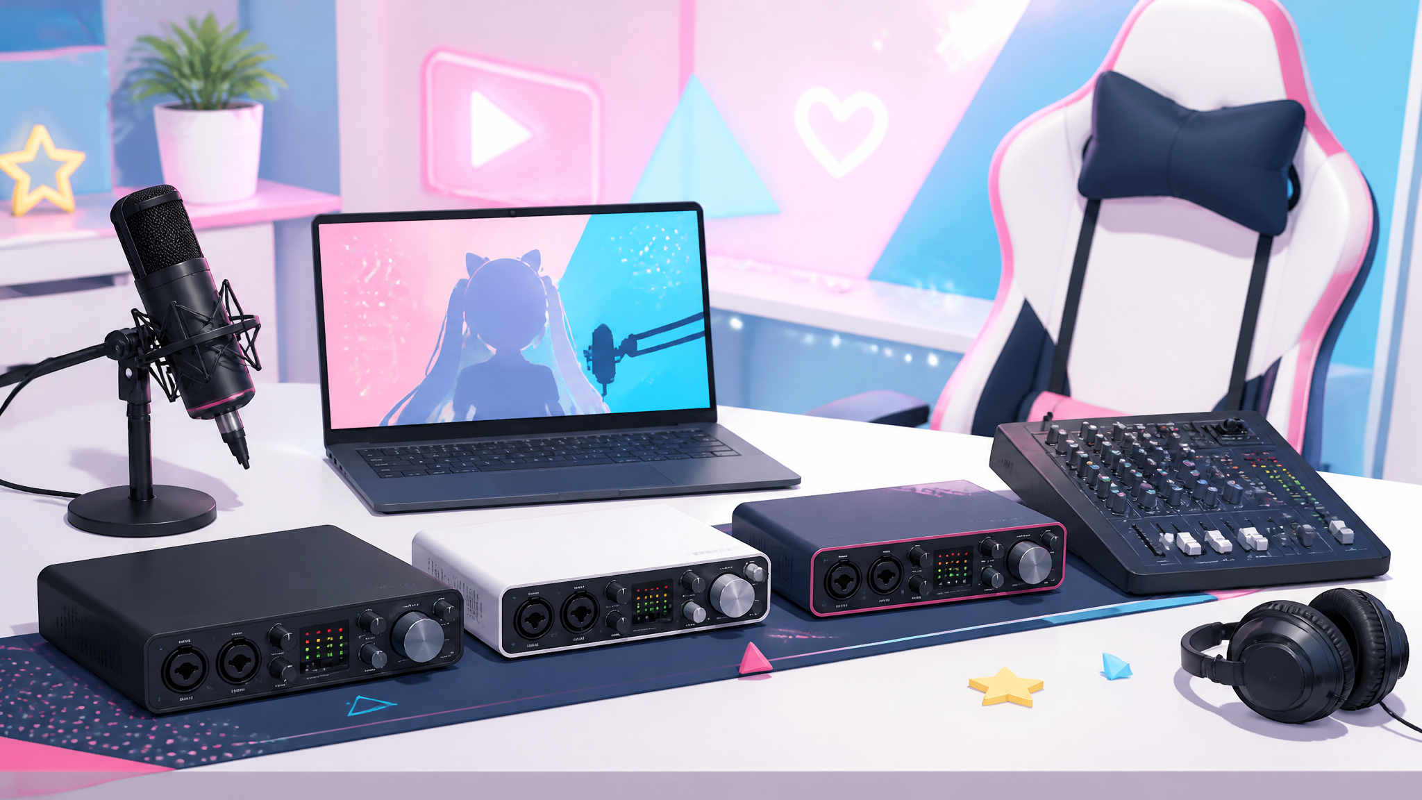 VTuber配信向けオーディオインターフェース5選｜声とBGMを整える選び方 のアイキャッチ画像